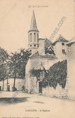 Carte postale ancienne L'Eglise — Lauzès (Lot)