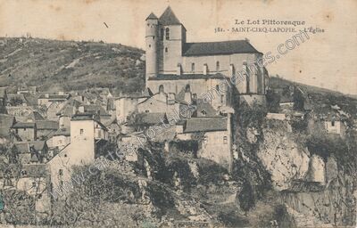 Carte postale ancienne Le Lot Pittoresque - L'Église — Saint-Cirq-Lapopie (Lot)