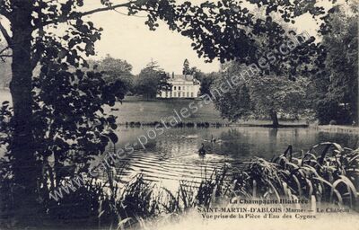 Carte postale ancienne Le Château, Vue prise de la Pièce d'Eau des Cygnes — Saint-Martin-d'Ablois (Marne)