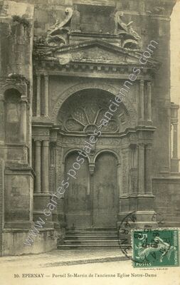 Carte postale ancienne Portail St-Martin de l'ancienne Eglise Notre-Dame — Épernay (Marne)