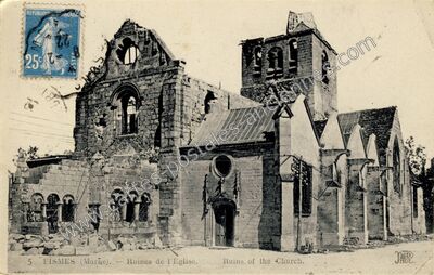 Carte postale ancienne Ruines de l'Eglise — Fismes (Marne)