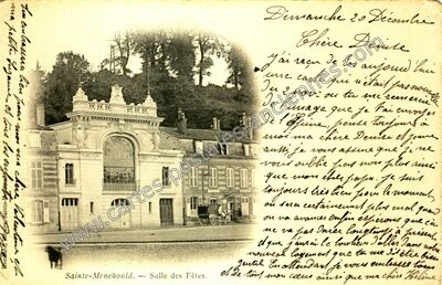 Carte postale ancienne Salle des Fêtes — Sainte-Menehould (Marne)