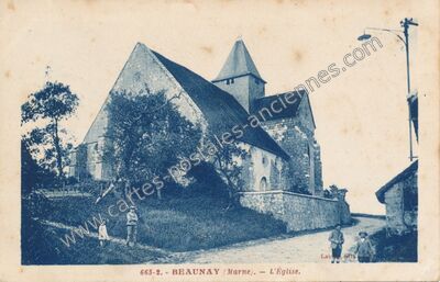 Carte postale ancienne L'Église — Beaunay (Marne)