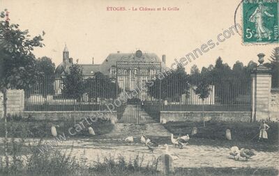 Carte postale ancienne Le Château et la Grille — Étoges (Marne)
