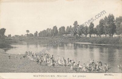 Carte postale ancienne La plage — Matougues (Marne)
