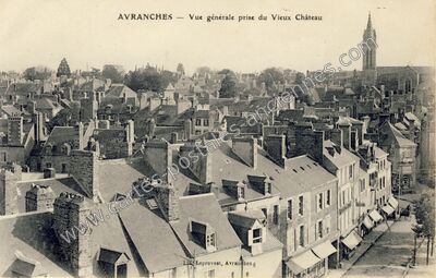 Carte postale ancienne Vue générale prise du Vieux Château — Avranches (Manche)