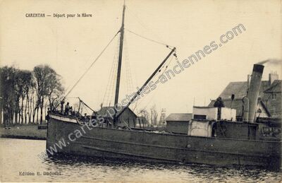 Carte postale ancienne Départ pour le Hâvre — Carentan (Manche)