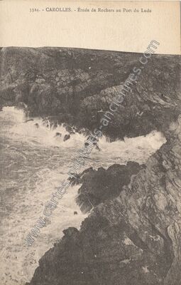 Carte postale ancienne Étude de Rochers au Port du Lude — Carolles (Manche)