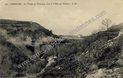 Carte postale ancienne Le Viaduc du Tramway dans la Vallée des Peintres — Carolles (Manche)