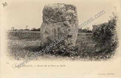 Carte postale ancienne Menhir dit la Pierre au Diable — Carolles (Manche)