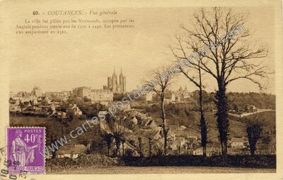Carte postale ancienne Vue générale — Coutances (Manche)