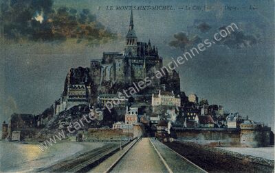 Carte postale ancienne Le Côté Sud sur Digue — Le Mont-Saint-Michel (Manche)