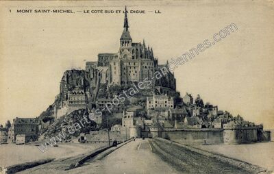 Carte postale ancienne Le côté sud et la digue — Le Mont-Saint-Michel (Manche)