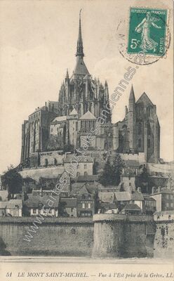 Carte postale ancienne Vue à l'Est prise de la Grève — Le Mont-Saint-Michel (Manche)