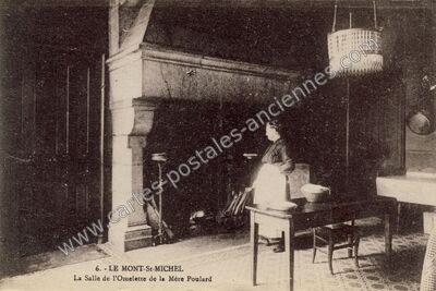 Carte postale ancienne La Salle de l'Omelette de la Mère Poulard — Le Mont-Saint-Michel (Manche)