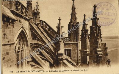 Carte postale ancienne L'Escalier de Dentelles en Granit — Le Mont-Saint-Michel (Manche)