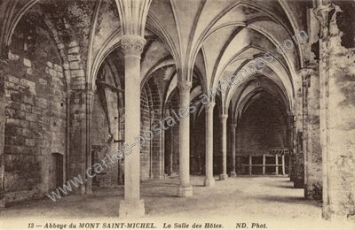 Carte postale ancienne Abbaye du MONT SAINT-MICHEL. La Salle des Hôtes — Le Mont-Saint-Michel (Manche)