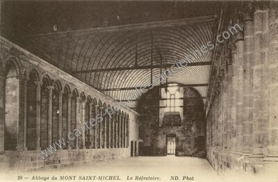 Carte postale ancienne Abbaye du MONT SAINT-MICHEL. Le Réfectoire — Le Mont-Saint-Michel (Manche)