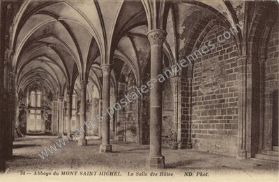 Carte postale ancienne Abbaye du MONT SAINT-MICHEL. La Salle des Hôtes — Le Mont-Saint-Michel (Manche)