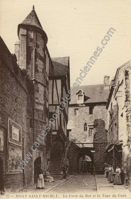 Carte postale ancienne La Porte du Roi et la Tour du Guet — Le Mont-Saint-Michel (Manche)