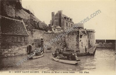 Carte postale ancienne L'Entrée du Mont à marée haute — Le Mont-Saint-Michel (Manche)
