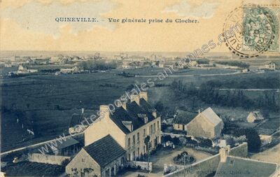 Carte postale ancienne Vue générale prise du Clocher — Quinéville (Manche)