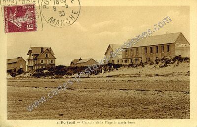 Carte postale ancienne Un coin de la Plage à marée basse — Portbail (Manche)
