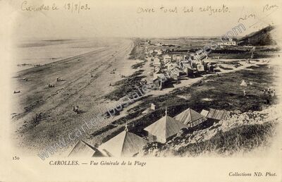 Carte postale ancienne Vue Générale de la Plage — Carolles (Manche)
