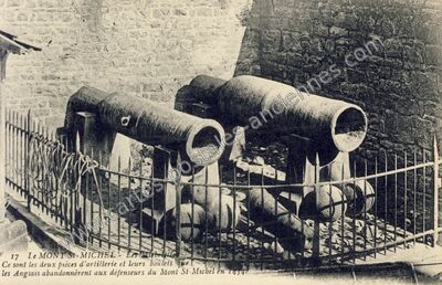 Carte postale ancienne Les "Mithraillettes — Le Mont-Saint-Michel (Manche)