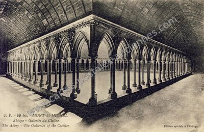 Carte postale ancienne Abbaye - Galeries du Cloître — Le Mont-Saint-Michel (Manche)