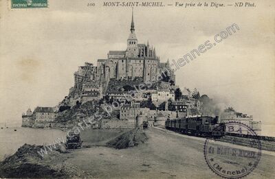 Carte postale ancienne Vue prise de la Digue — Le Mont-Saint-Michel (Manche)