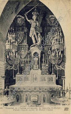 Carte postale ancienne Intérieur de l'Eglise paroissiale, la Chapelle St-Michel — Le Mont-Saint-Michel (Manche)