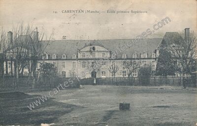 Carte postale ancienne École primaire Supérieure — Carentan (Manche)
