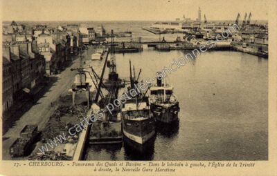 Carte postale ancienne Panorama des Quais et Bassins — Cherbourg (Manche)