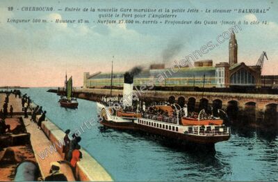 Carte postale ancienne Entrée de la nouvelle Gare maritime et la petite Jetée — Cherbourg (Manche)