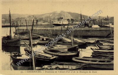Carte postale ancienne Panorama de l'Avant-Port et de la Montagne du Roule — Cherbourg (Manche)