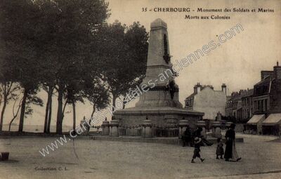 Carte postale ancienne Monument des Soldats et Marins Morts aux Colonies — Cherbourg (Manche)