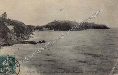 Carte postale ancienne Vue générale prise des Falaises de Donville — Granville (Manche)