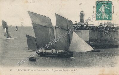 Carte postale ancienne L'Entrée du Port, le Jour des Régates — Granville (Manche)