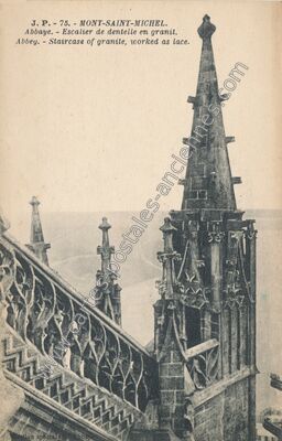 Carte postale ancienne Abbaye. - Escalier de dentelle en granit — Le Mont-Saint-Michel (Manche)