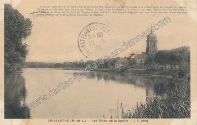 Carte postale ancienne Les Rives de la Sarthe — Brissarthe (Maine-et-Loire)
