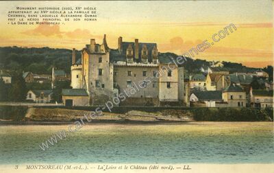 Carte postale ancienne La Loire et le Château (côté nord) — Montsoreau (Maine-et-Loire)
