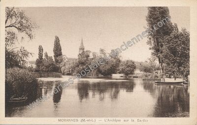 Carte postale ancienne L'Archipel sur la Sarthe — Morannes (Maine-et-Loire)