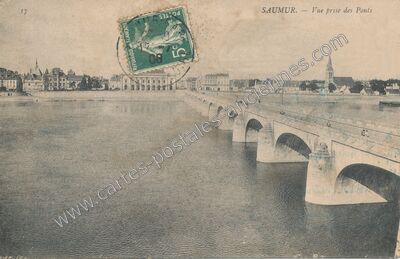 Carte postale ancienne Vue prise des Ponts — Saumur (Maine-et-Loire)