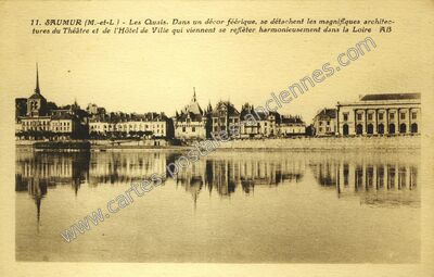 Carte postale ancienne Les Quais. Dans un décor féérique — Saumur (Maine-et-Loire)