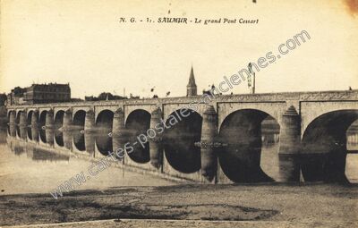 Carte postale ancienne Le grand Pont Cessart — Saumur (Maine-et-Loire)