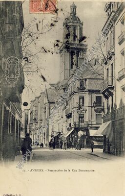 Carte postale ancienne Perspective de la Rue Beaurepaire — Angers (Maine-et-Loire)