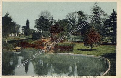 Carte postale ancienne La Cascade du Jardin des Plantes — Angers (Maine-et-Loire)