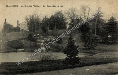Carte postale ancienne Jardin des Plantes - La Cascade, Le Lac — Angers (Maine-et-Loire)