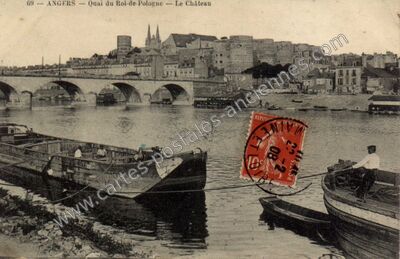 Carte postale ancienne Quai du Roi-de-Pologne — Le Château — Angers (Maine-et-Loire)